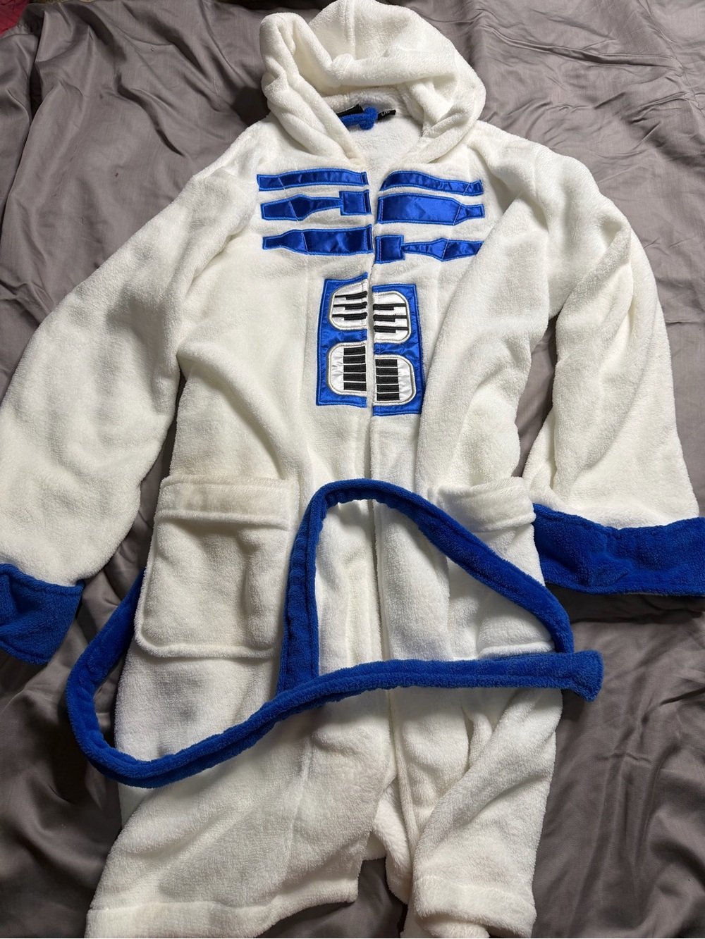 Star Wars White and Blue Plush Hooded Robe with Belt